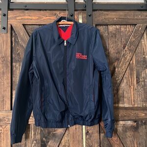 Tommy Hilfiger Men'S Blue Red Windbreaker  Waterproof Jacket Lrg
